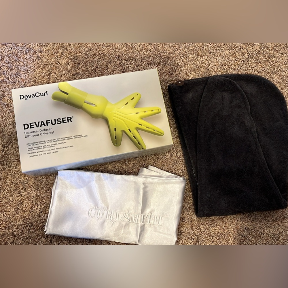 DevaCurl DevaFuser Hair Diffuser Attachment + Satin Pillowcase, Hair Wrap